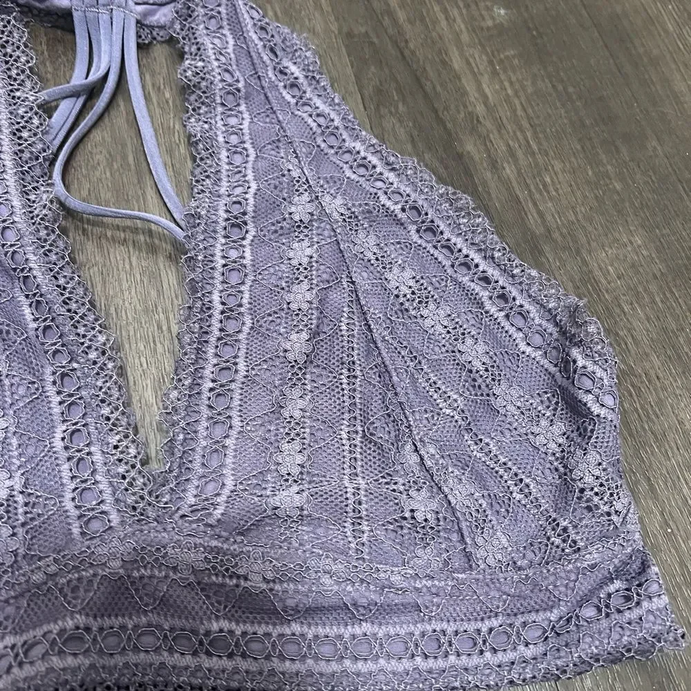 French Affair Purple Lace Trim Top